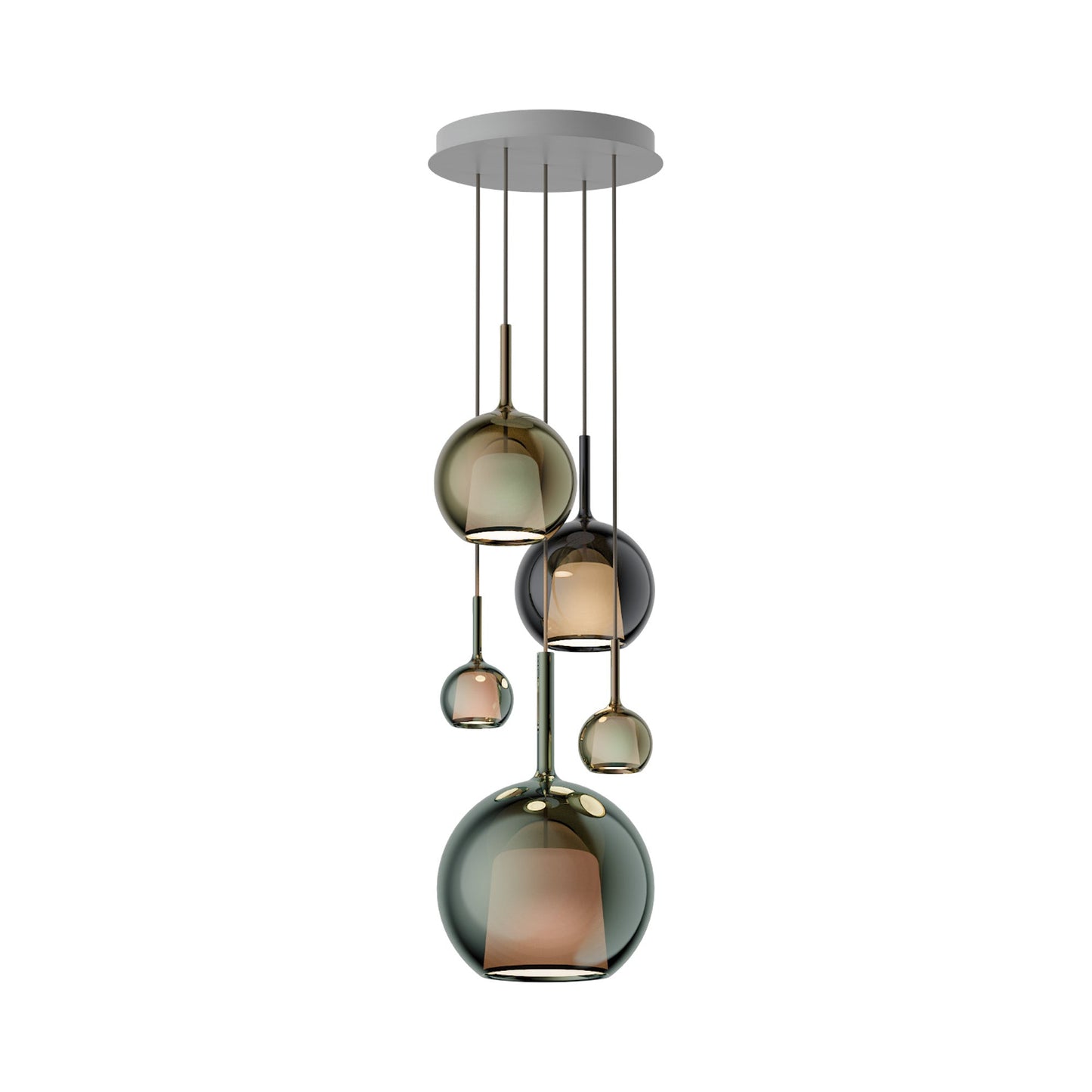 Glo Multi-Light Pendant Light in Gold/Black/4Ever (5-Light).