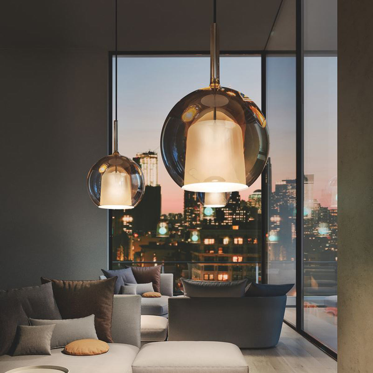 Glo Maxi Pendant Light in living room.