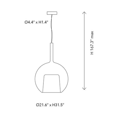 Glo Maxi Pendant Light - line drawing.