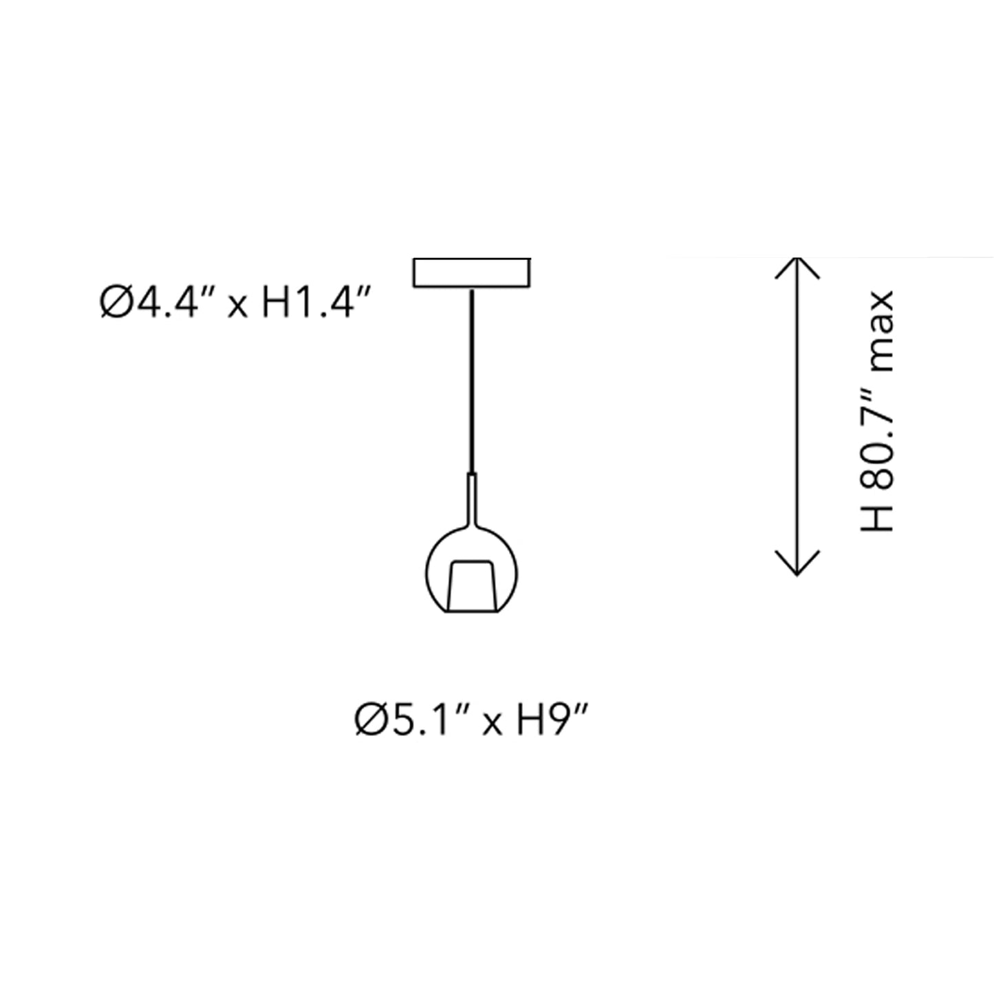 Glo Pendant Light - line drawing.