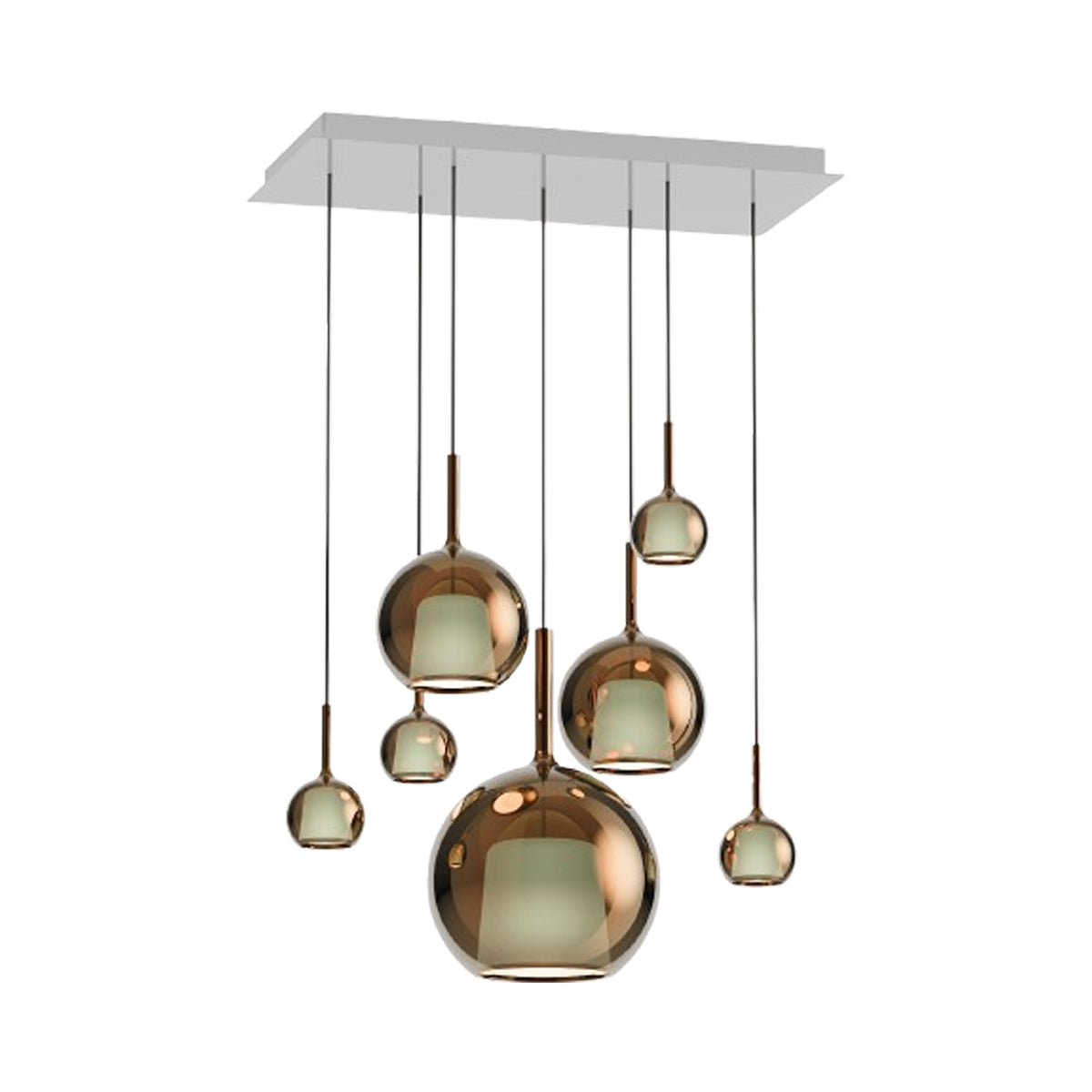 Glo Rectangular Chandelier in Bronze.
