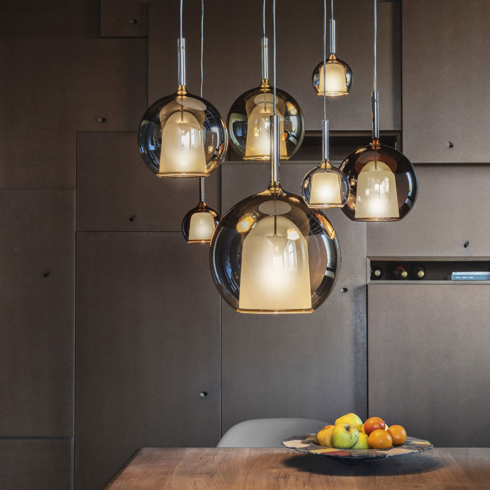 Glo Rectangular Chandelier in dining room.