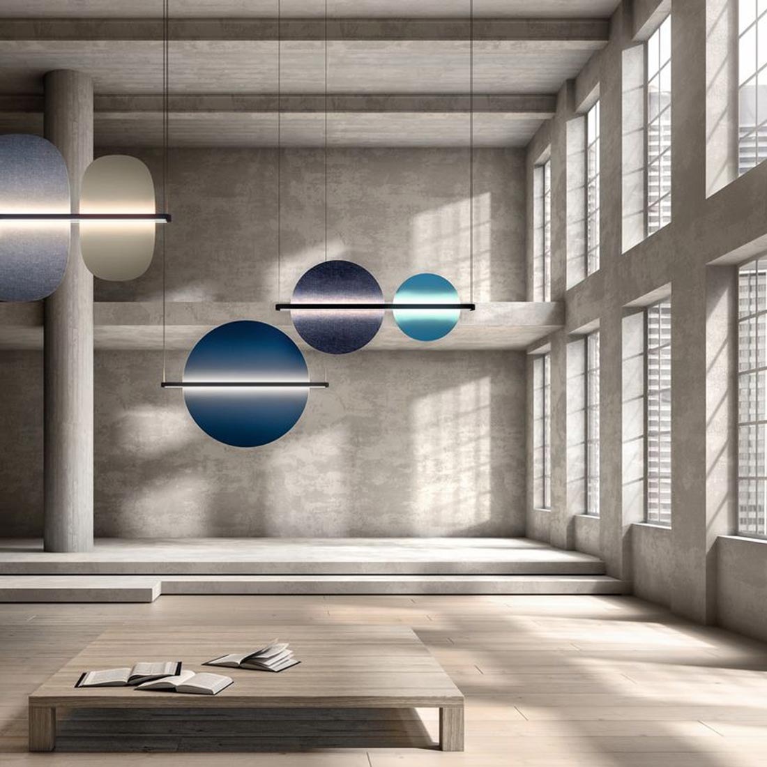 Hang Out LED Pendant Light in living room.