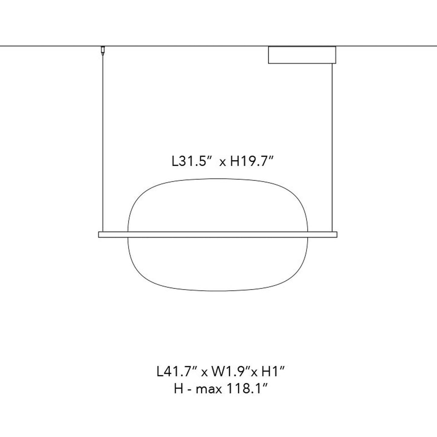Hang Out LED Pendant Light - line drawing.