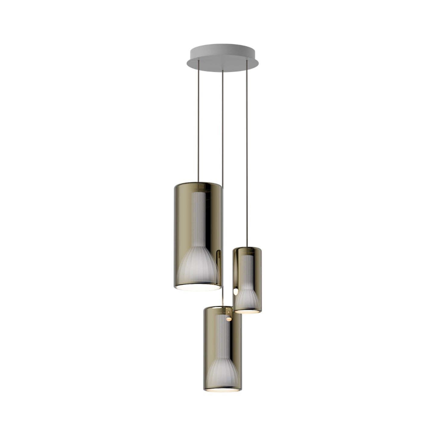 Lit Multi-Light Pendant Light in Gold (3-Light).