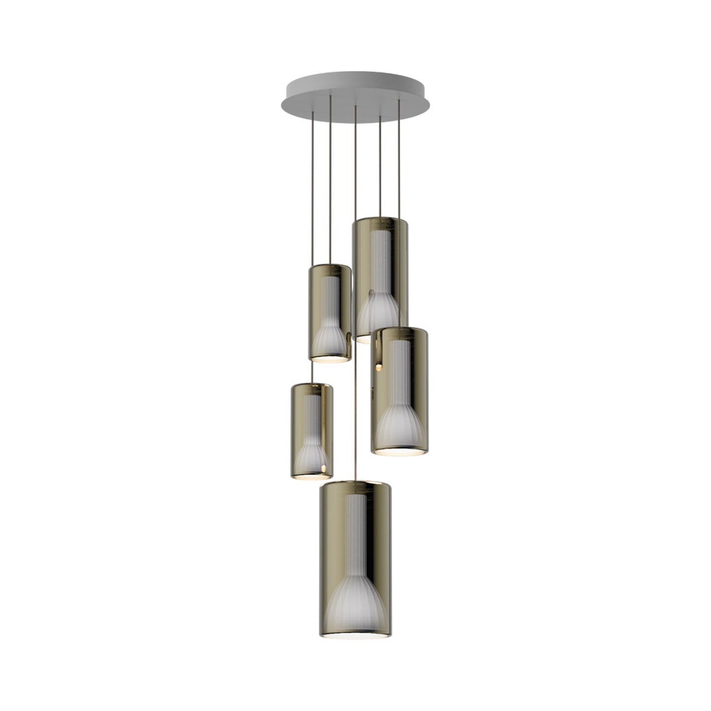 Lit Multi-Light Pendant Light in Gold (5-Light).