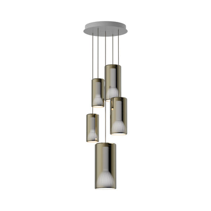 Lit Multi-Light Pendant Light in Gold (5-Light).
