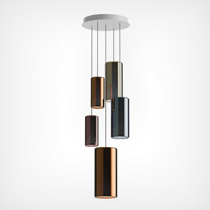 Lit Multi-Light Pendant Light in Detail.