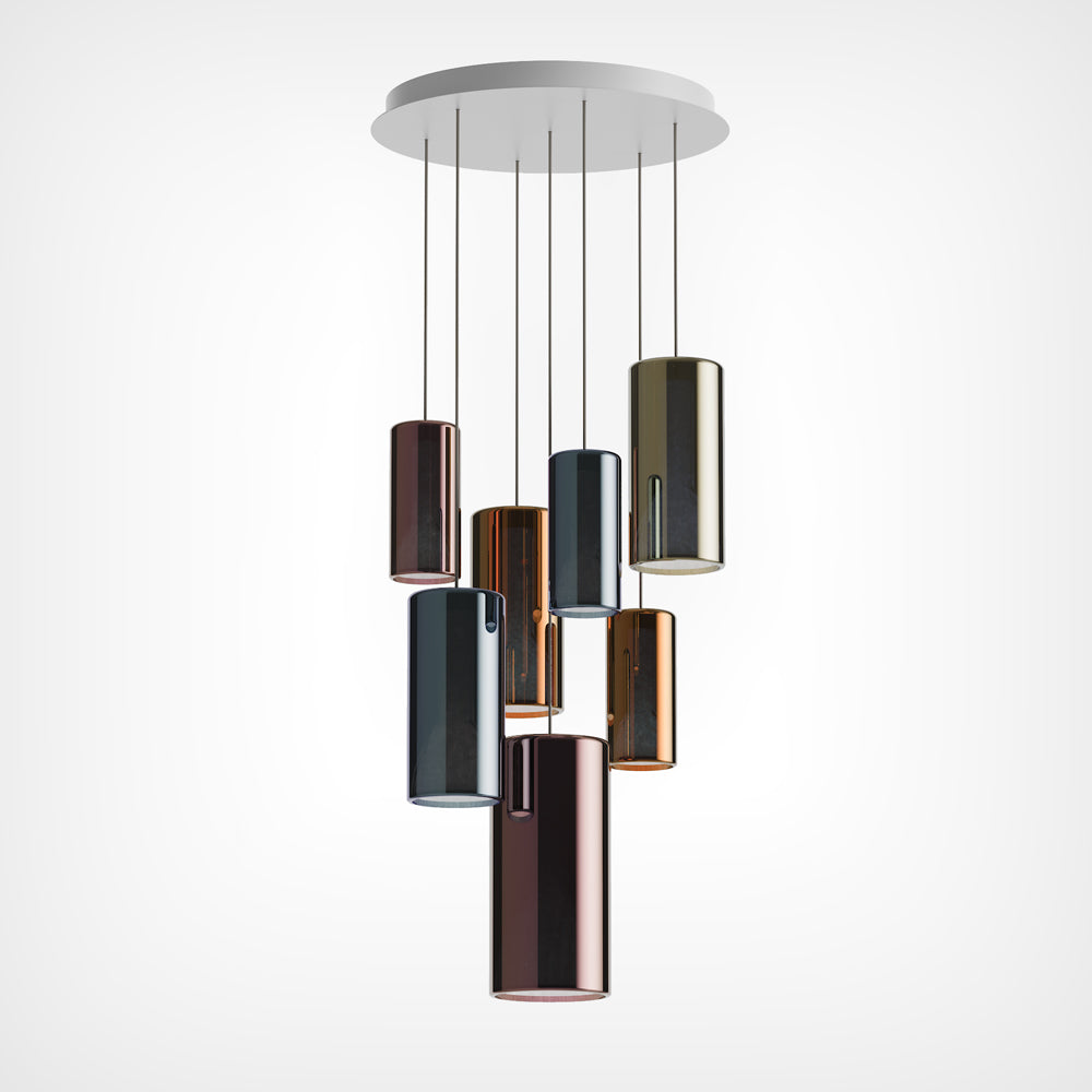 Lit Multi-Light Pendant Light in Detail.