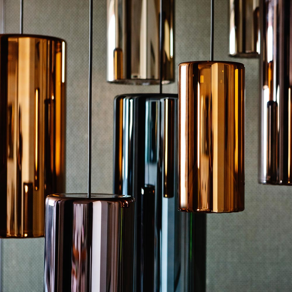 Lit Multi-Light Pendant Light in Detail.