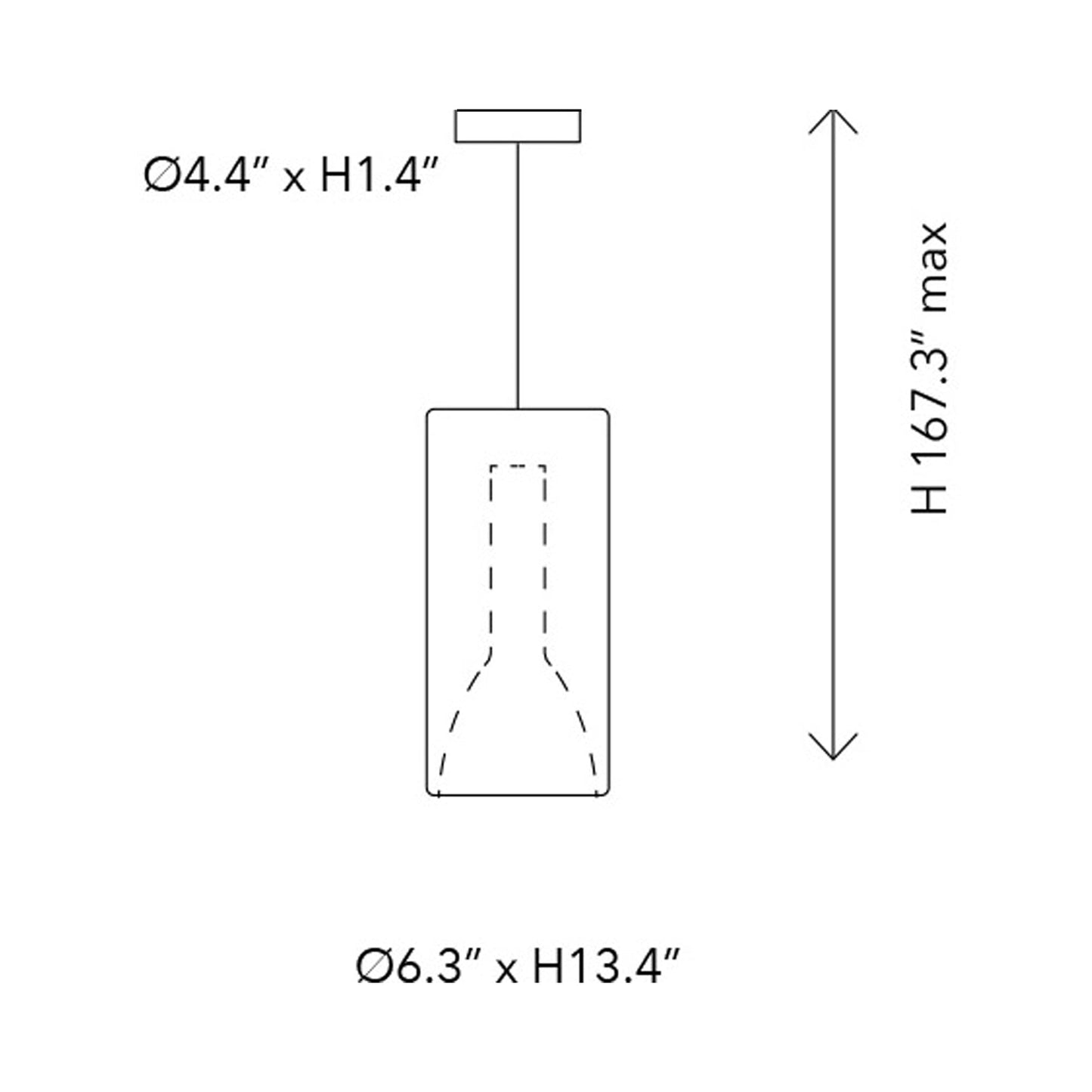Lit Pendant Light - line drawing.