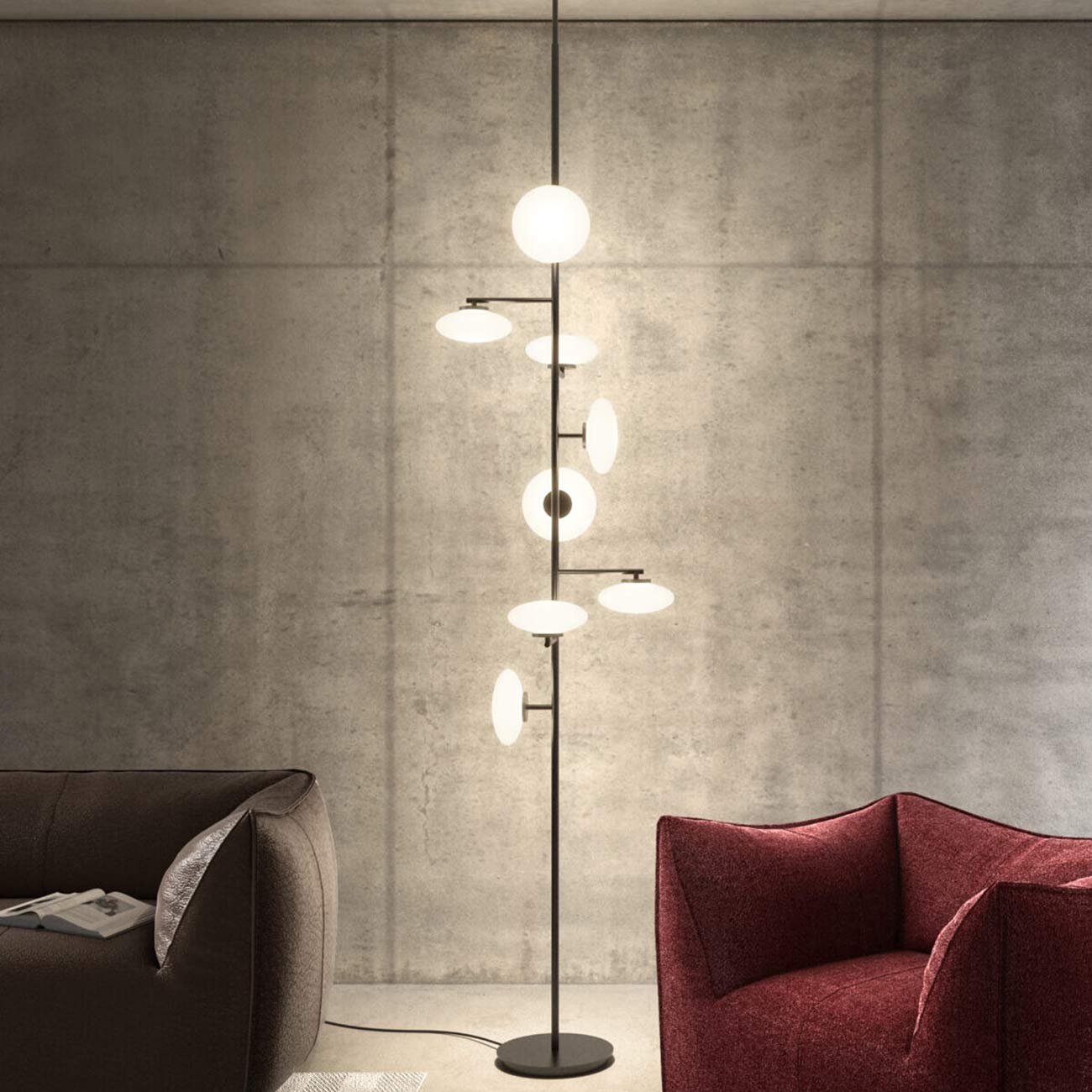 Mami LED Ceiling / Floor Lamp in living room.