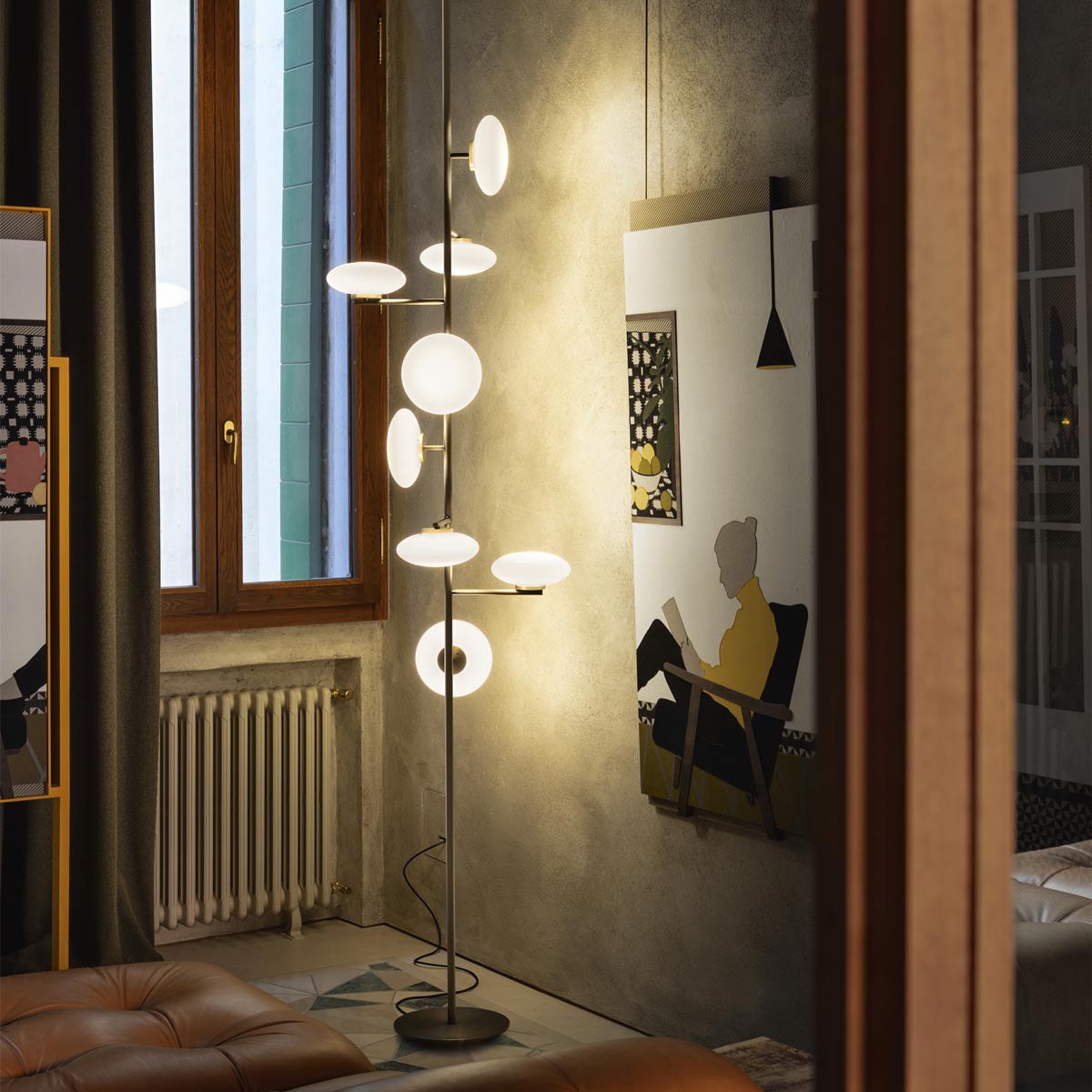 Mami LED Ceiling / Floor Lamp in living room.