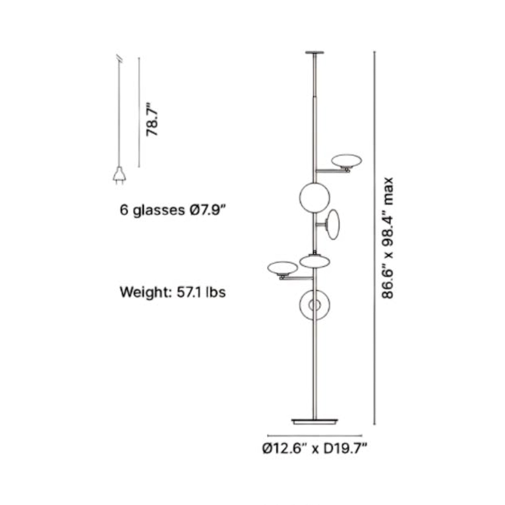 Mami LED Ceiling / Floor Lamp - line drawing.