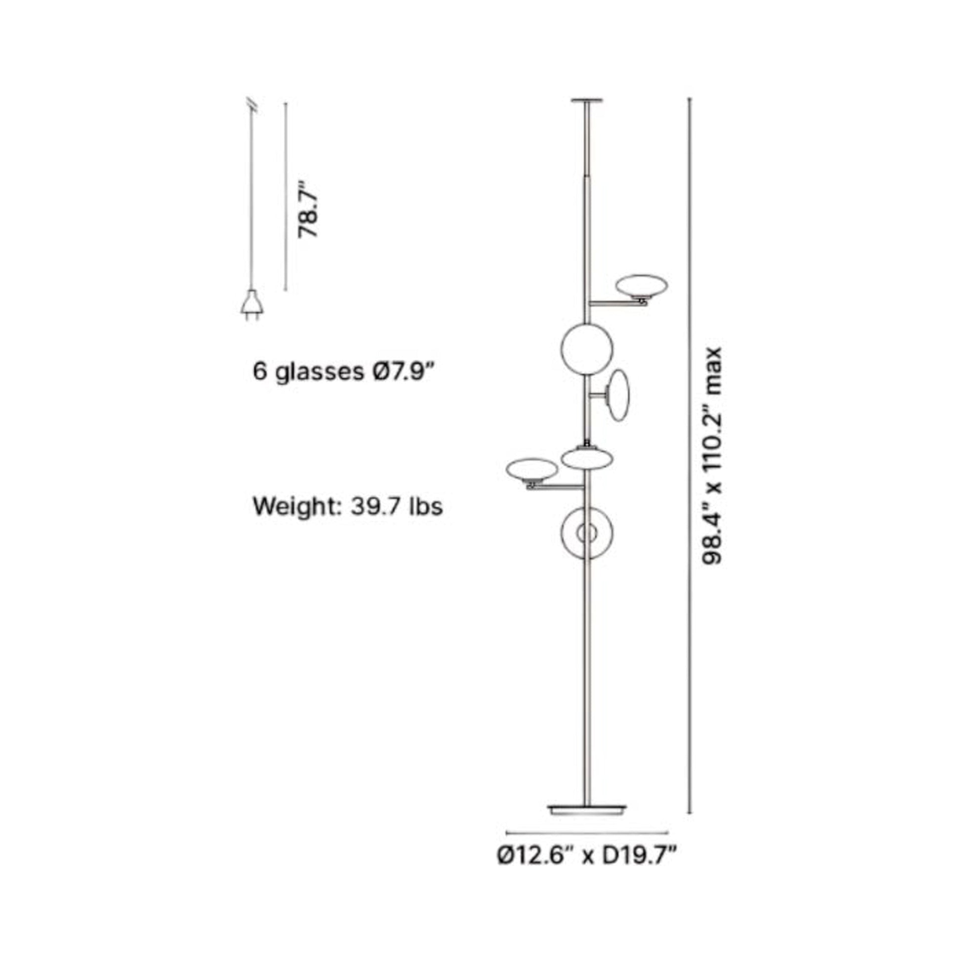 Mami LED Ceiling / Floor Lamp - line drawing.
