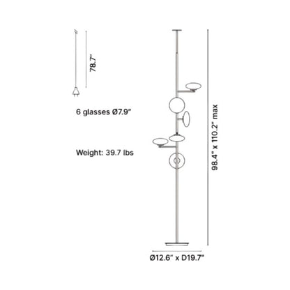 Mami LED Ceiling / Floor Lamp - line drawing.