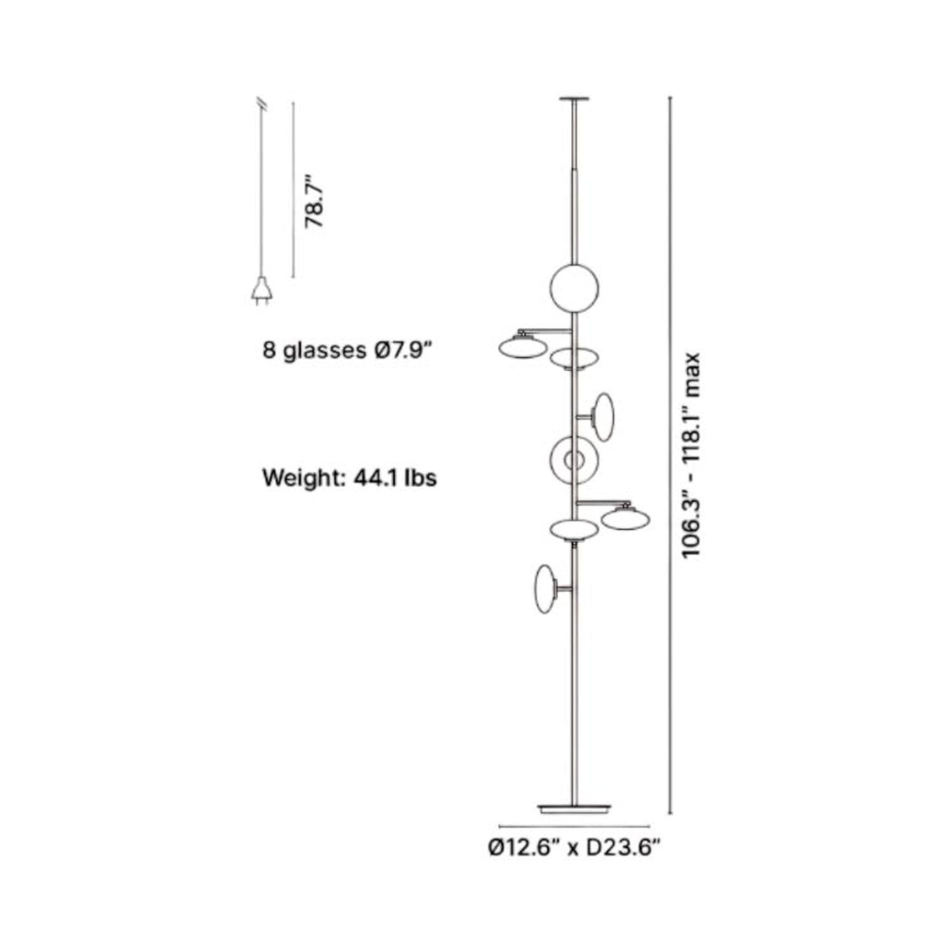 Mami LED Ceiling / Floor Lamp - line drawing.