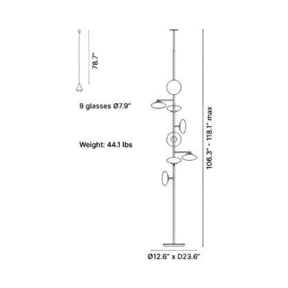 Mami LED Ceiling / Floor Lamp - line drawing.