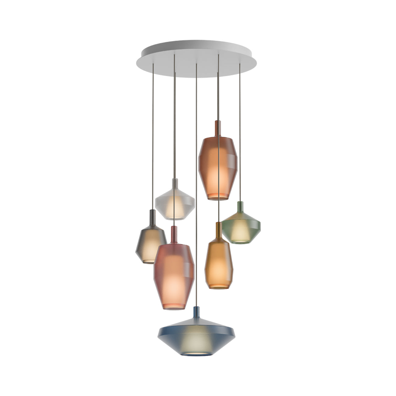 MoM Multi-Light Pendant Light in Blue Avio/Sand/Powder Pink/Mustard/White/Sage Green/Black (7-Light).