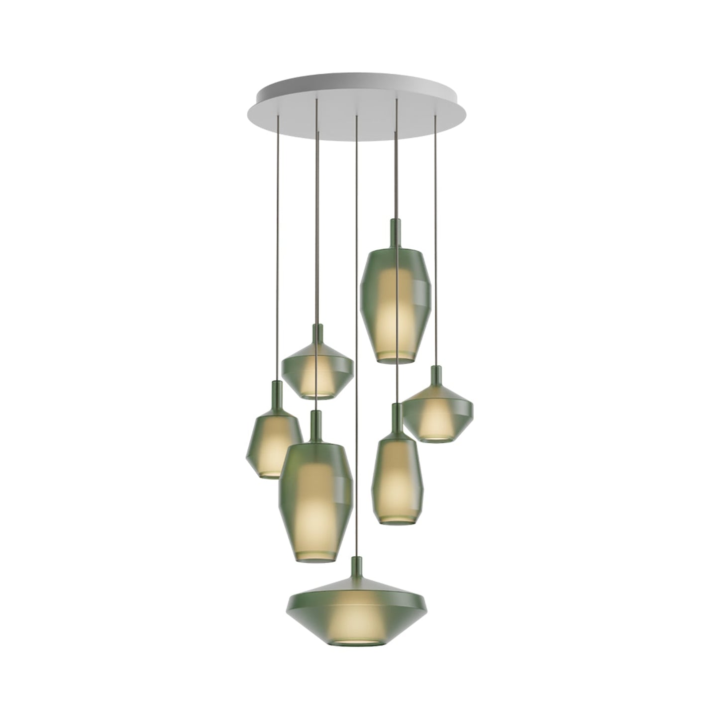 MoM Multi-Light Pendant Light in Matt Sage Green (7-Light).
