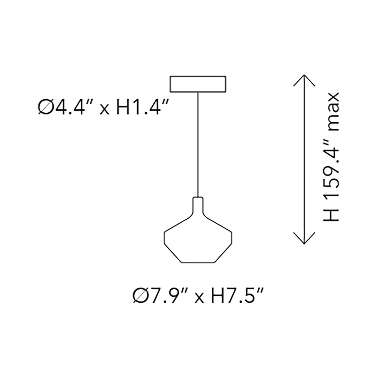 MoM Little Pendant Light - line drawing.