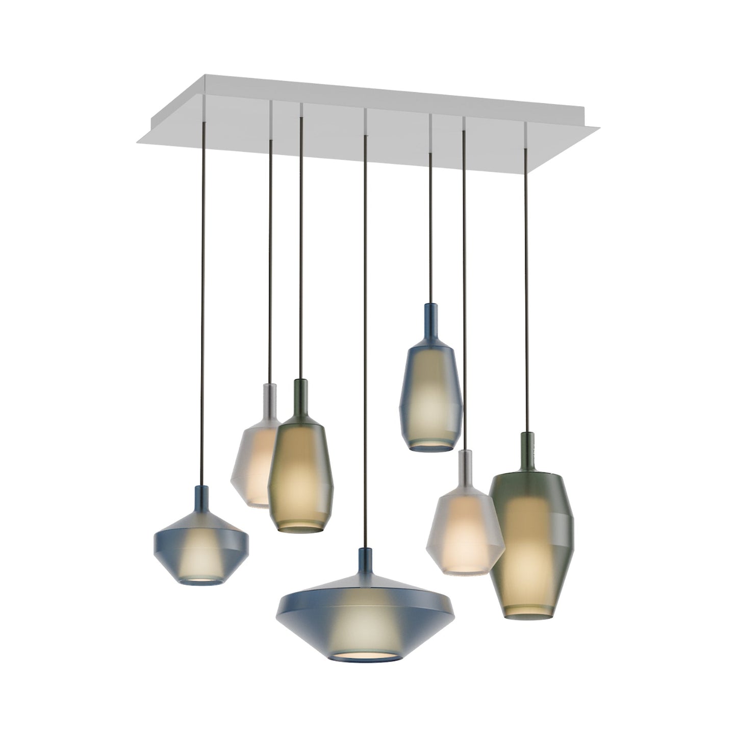 Mom Rectangular Chandelier in Blue Avio/Sage Green/White.
