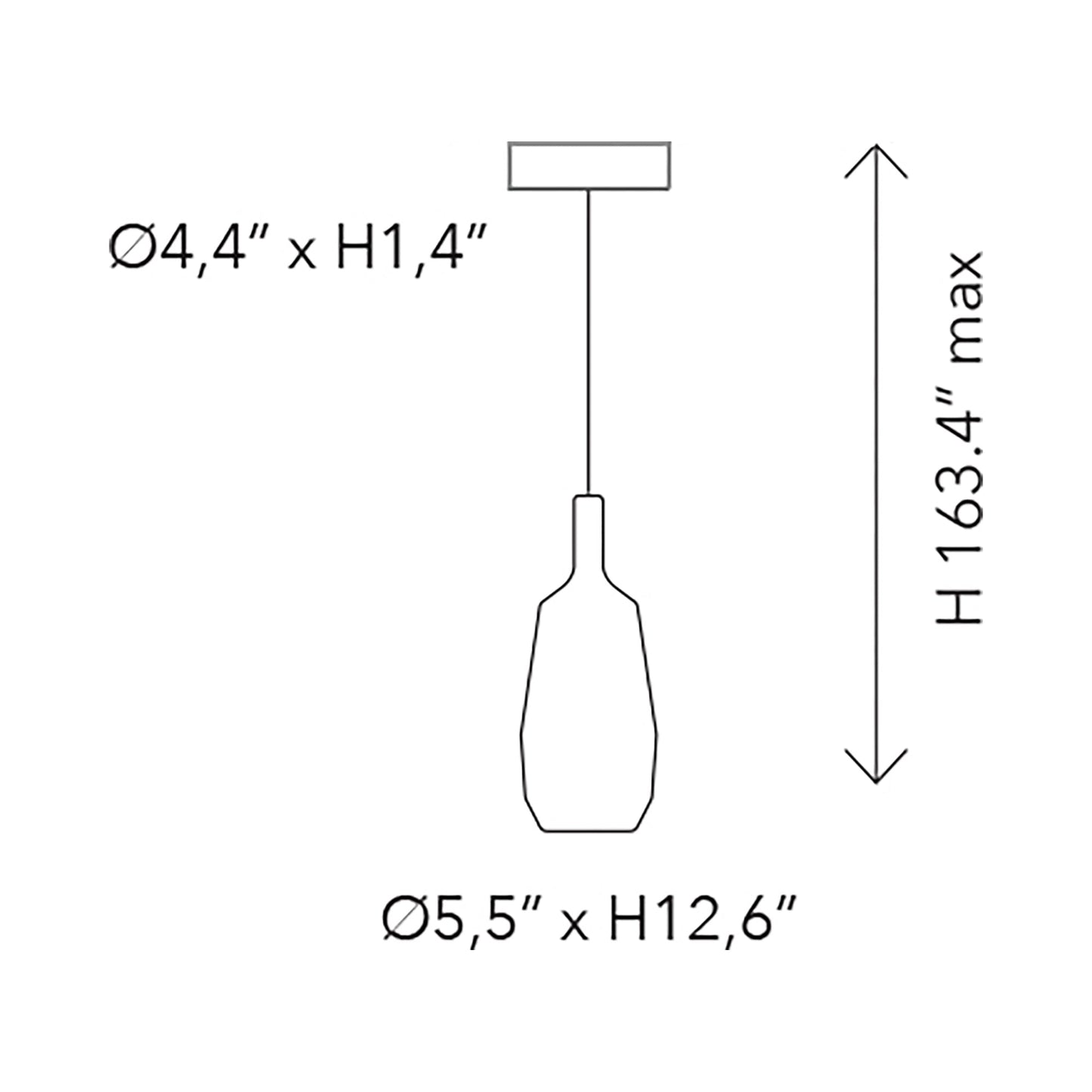 Mom Slim Pendant Light - line drawing.