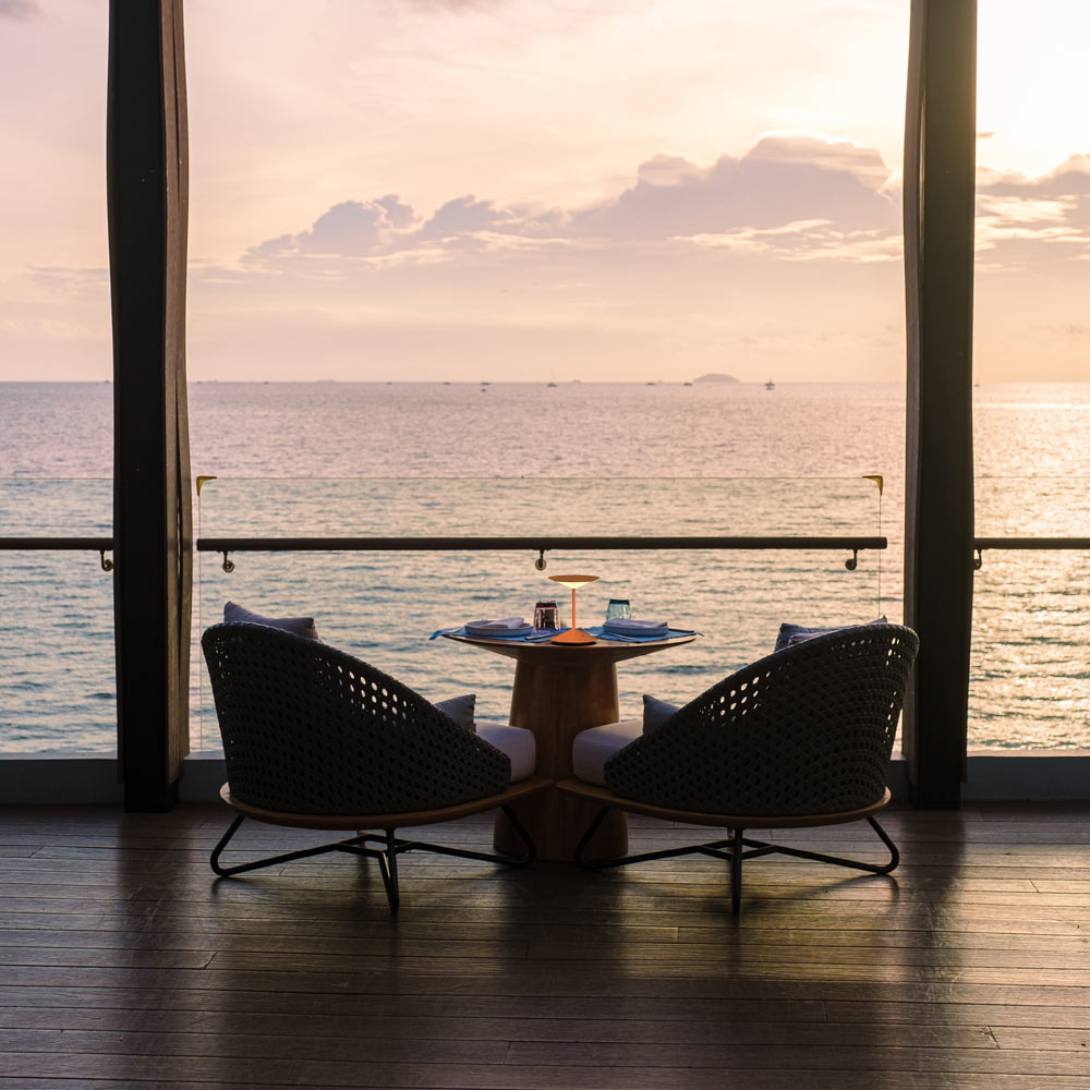 Narciso LED Rechargeable Table Lamp in Outside Area.