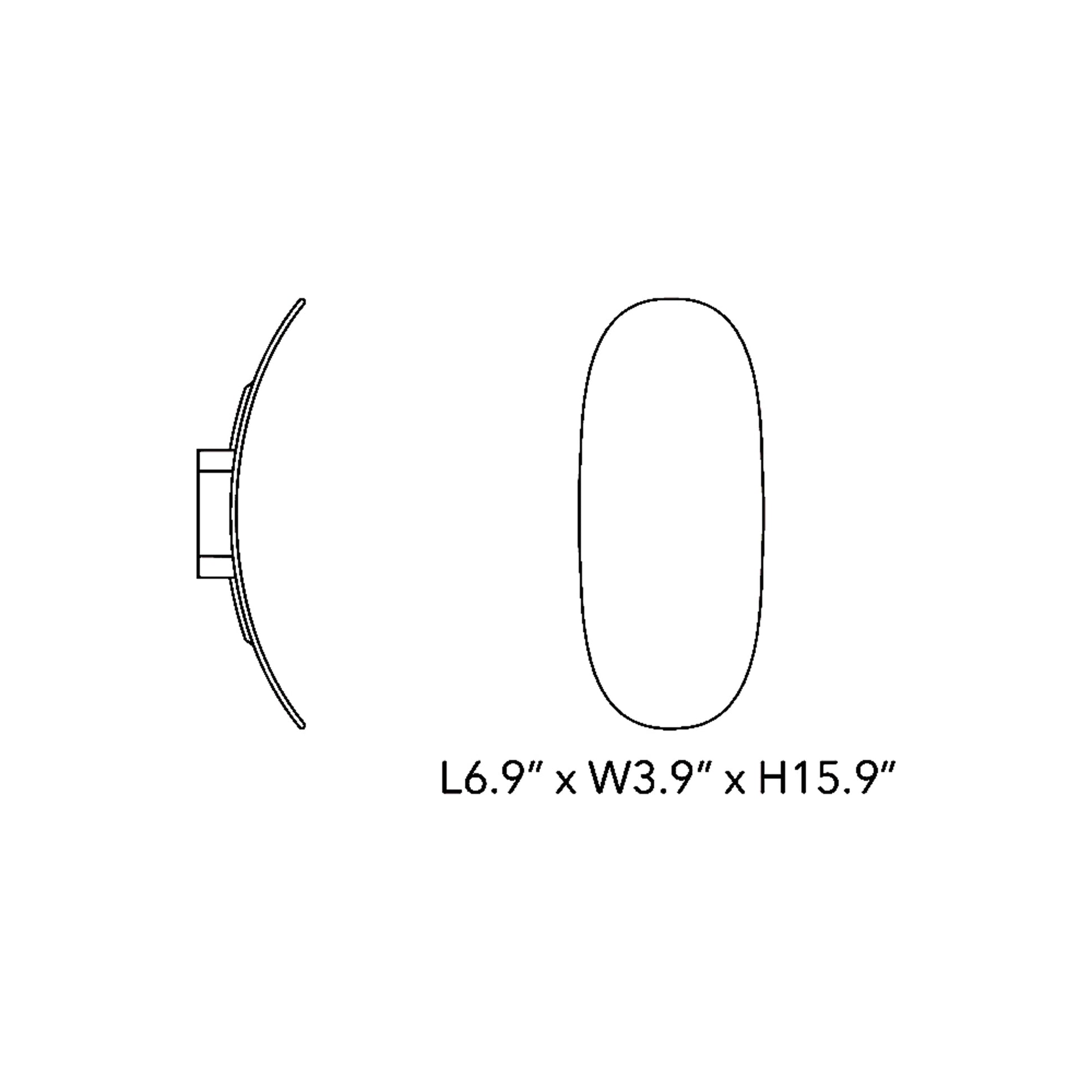 Vela LED Wall Light - line drawing.