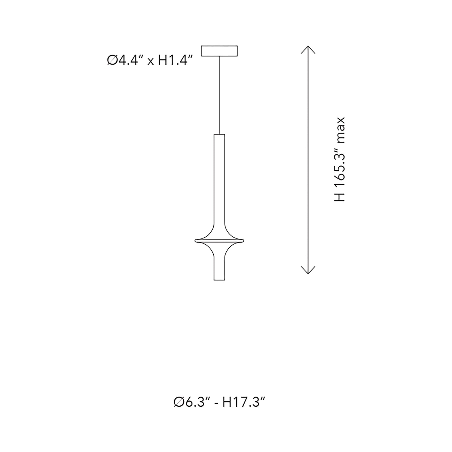 Wonder LED Pendant Light - line drawing.