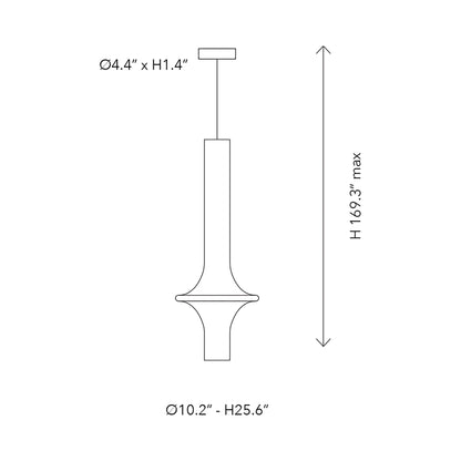Wonder LED Pendant Light - line drawing.