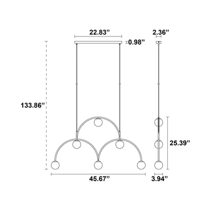 Bounce Pendant Light - line drawing.