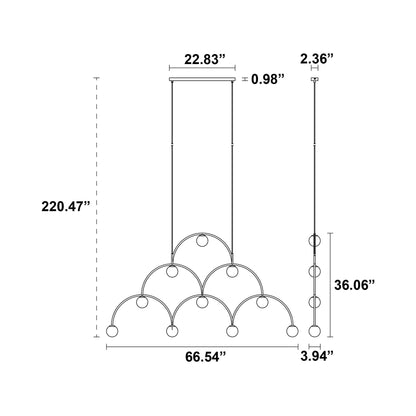 Bounce Pendant Light - line drawing.