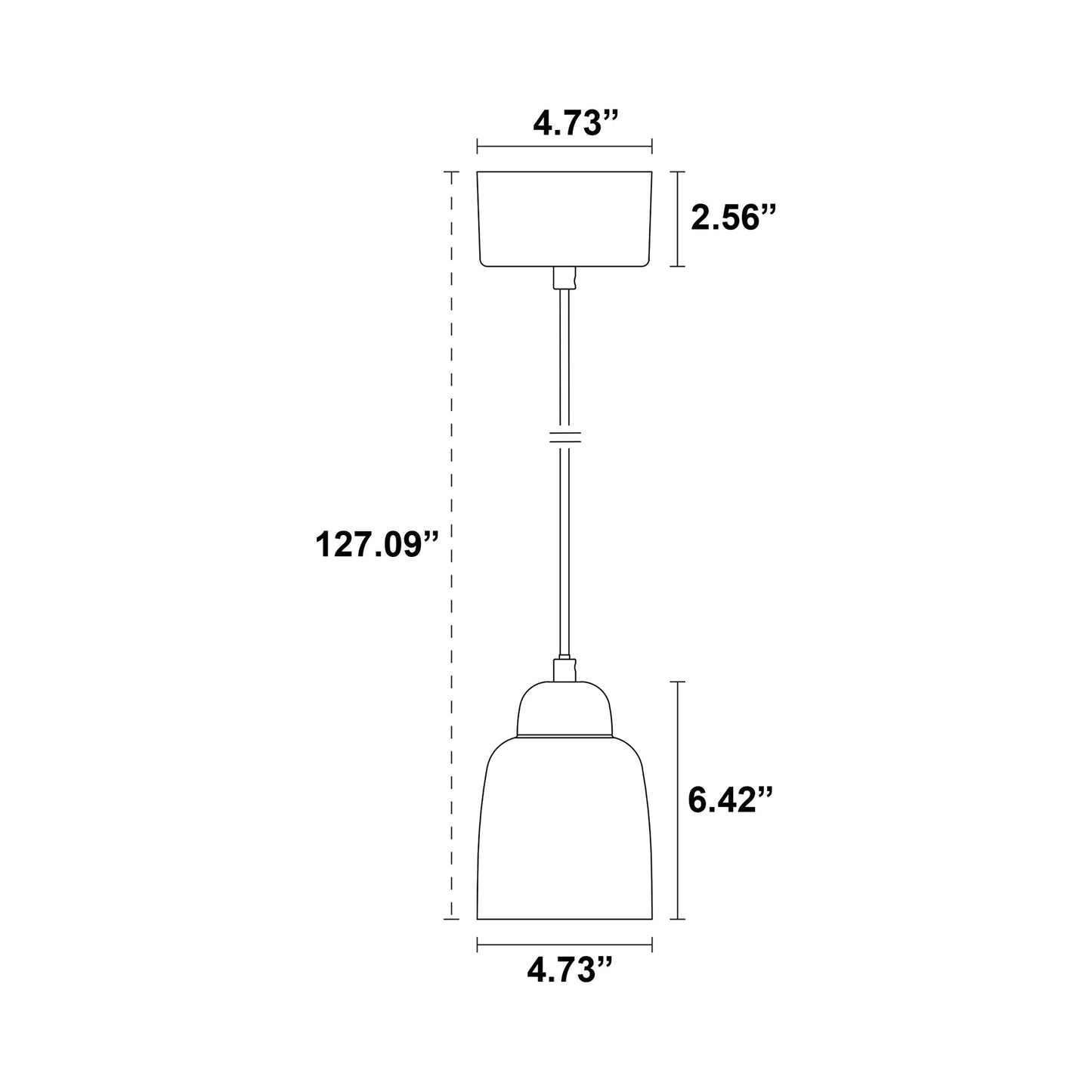 Champagne Pendant Light - line drawing.
