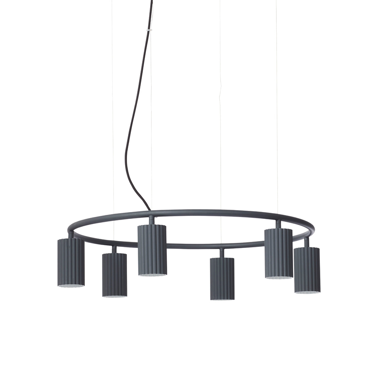 Donna Circle Pendant Light in Black Ink (6-Light).