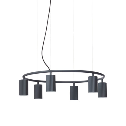 Donna Circle Pendant Light in Black Ink (6-Light).