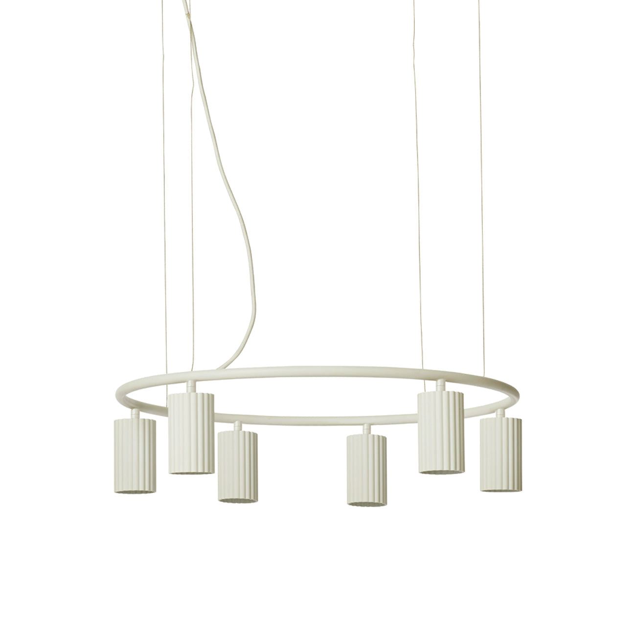 Donna Circle Pendant Light in Linen (6-Light).