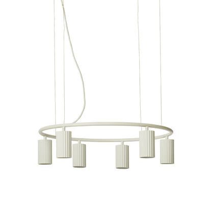 Donna Circle Pendant Light in Linen (6-Light).
