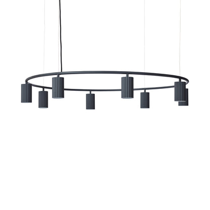 Donna Circle Pendant Light in Black Ink (8-Light).