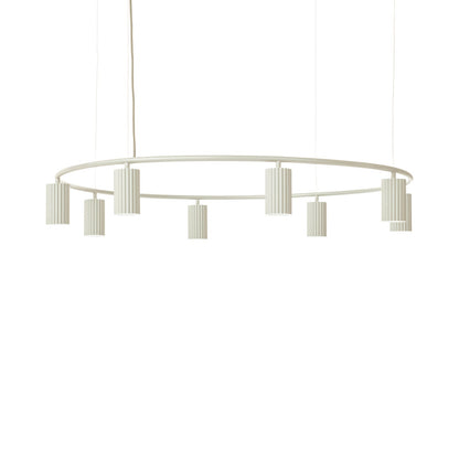 Donna Circle Pendant Light in Linen (8-Light).