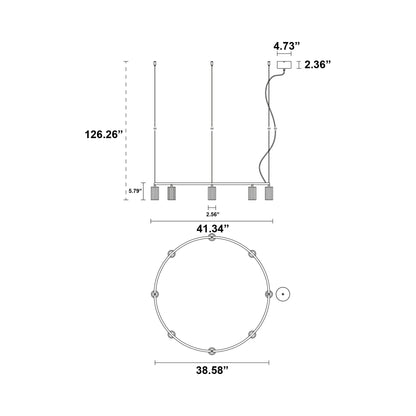 Donna Circle Pendant Light - line drawing.