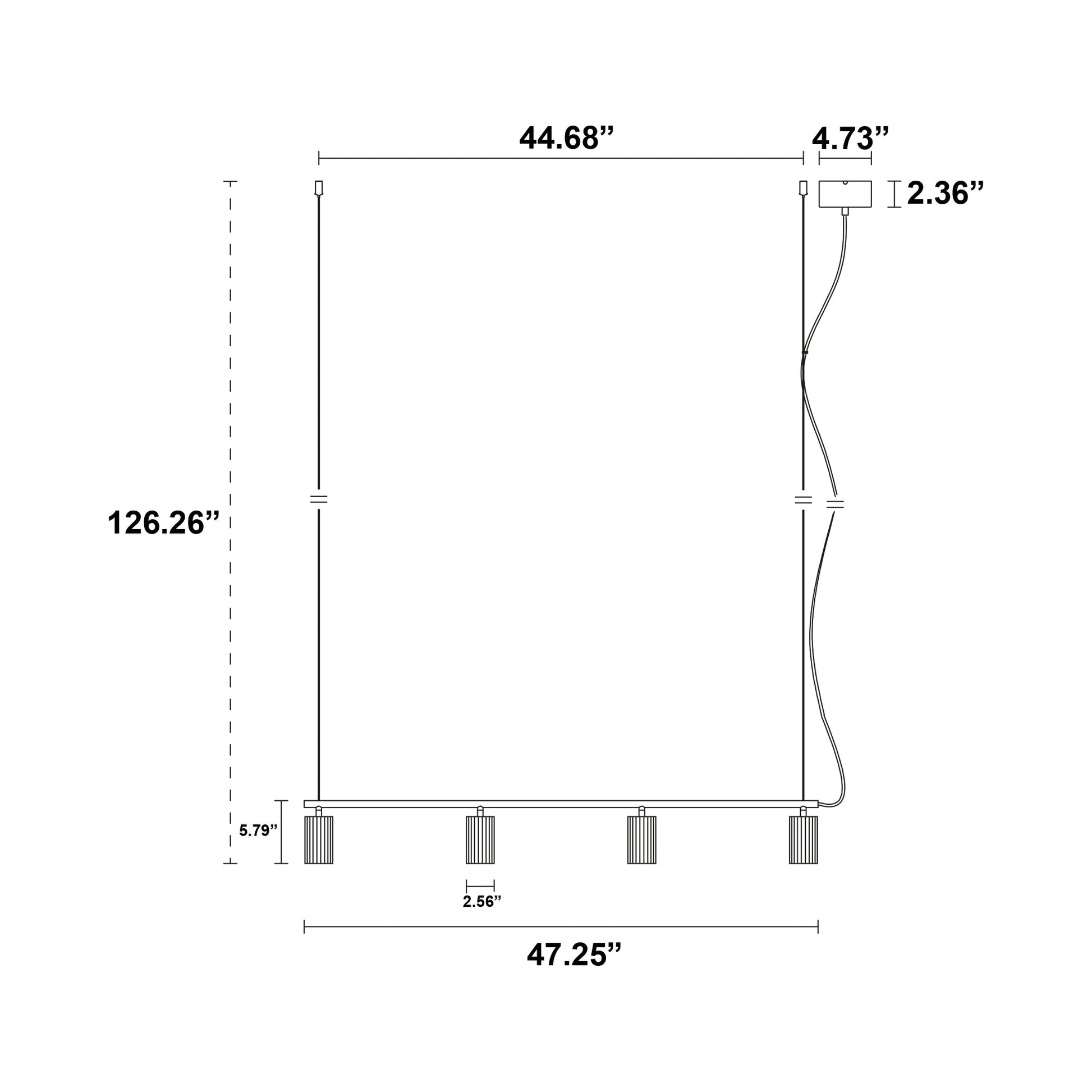 Donna Linear Pendant Light - line drawing.