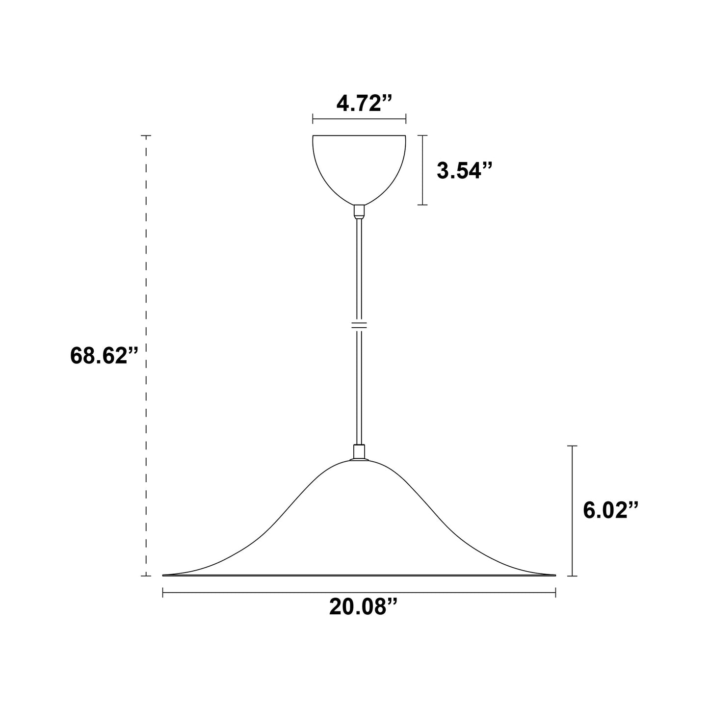 Hans Pendant Light - line drawing.