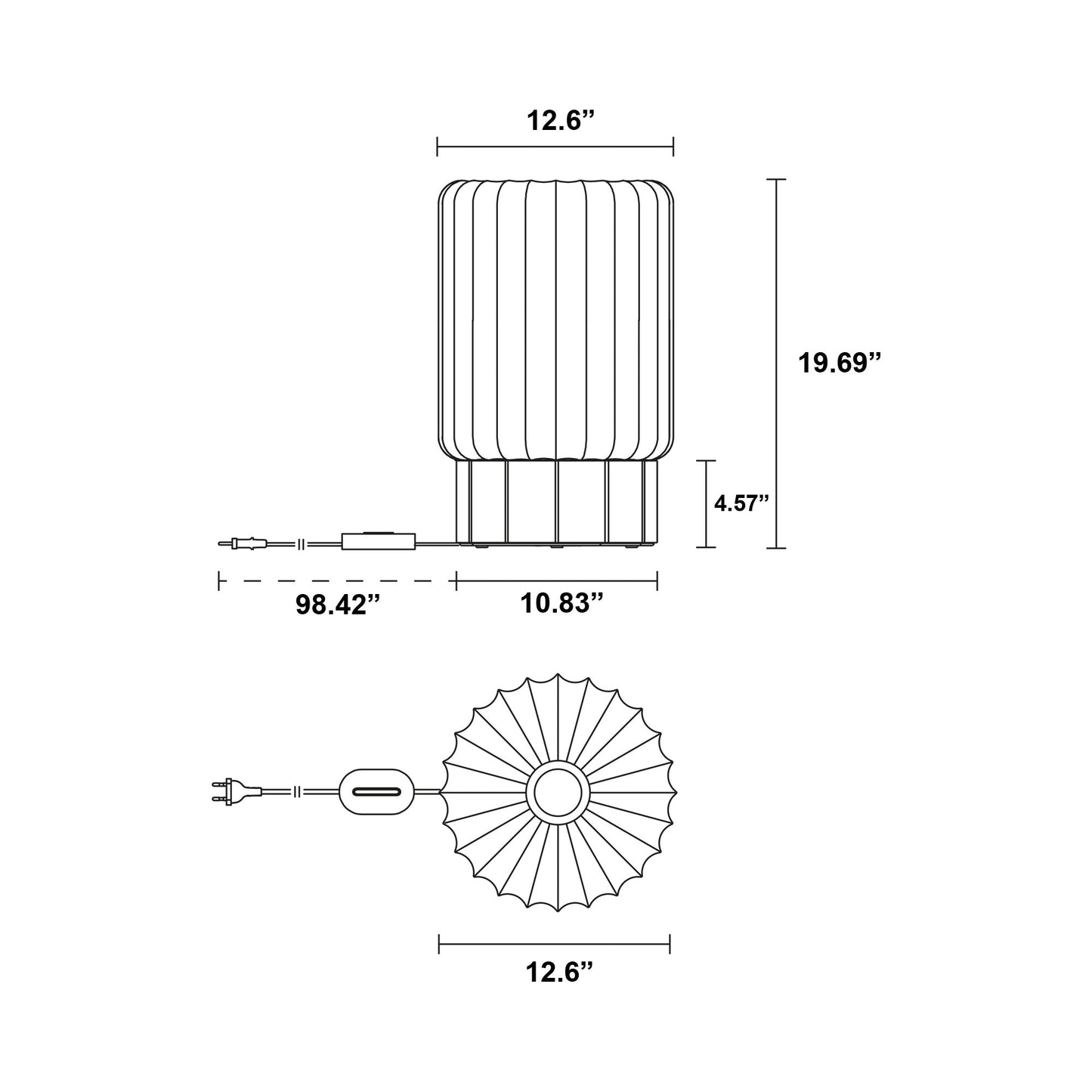 Meter Floor Lamp - line drawing.