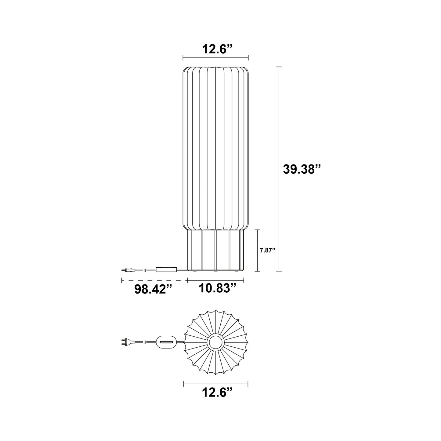 Meter Floor Lamp - line drawing.