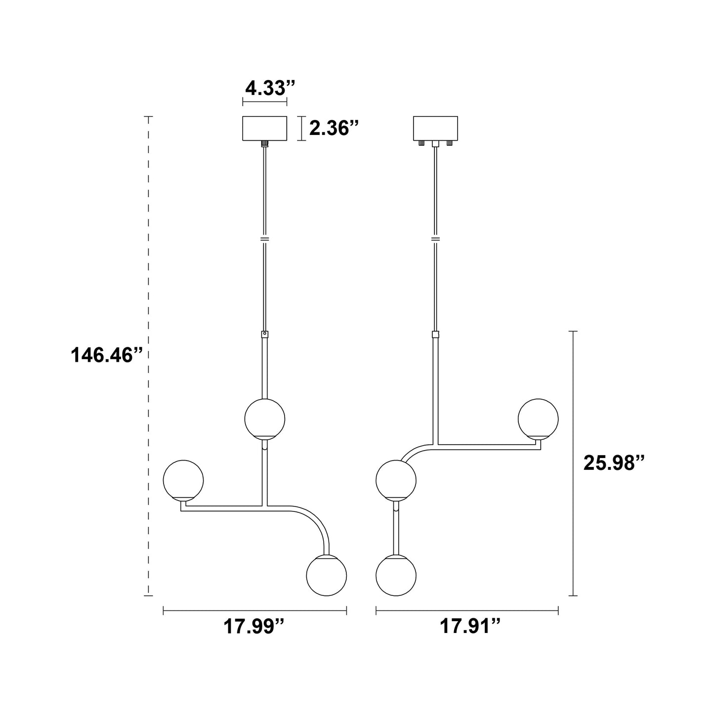 Mobil Pendant Light - line drawing.