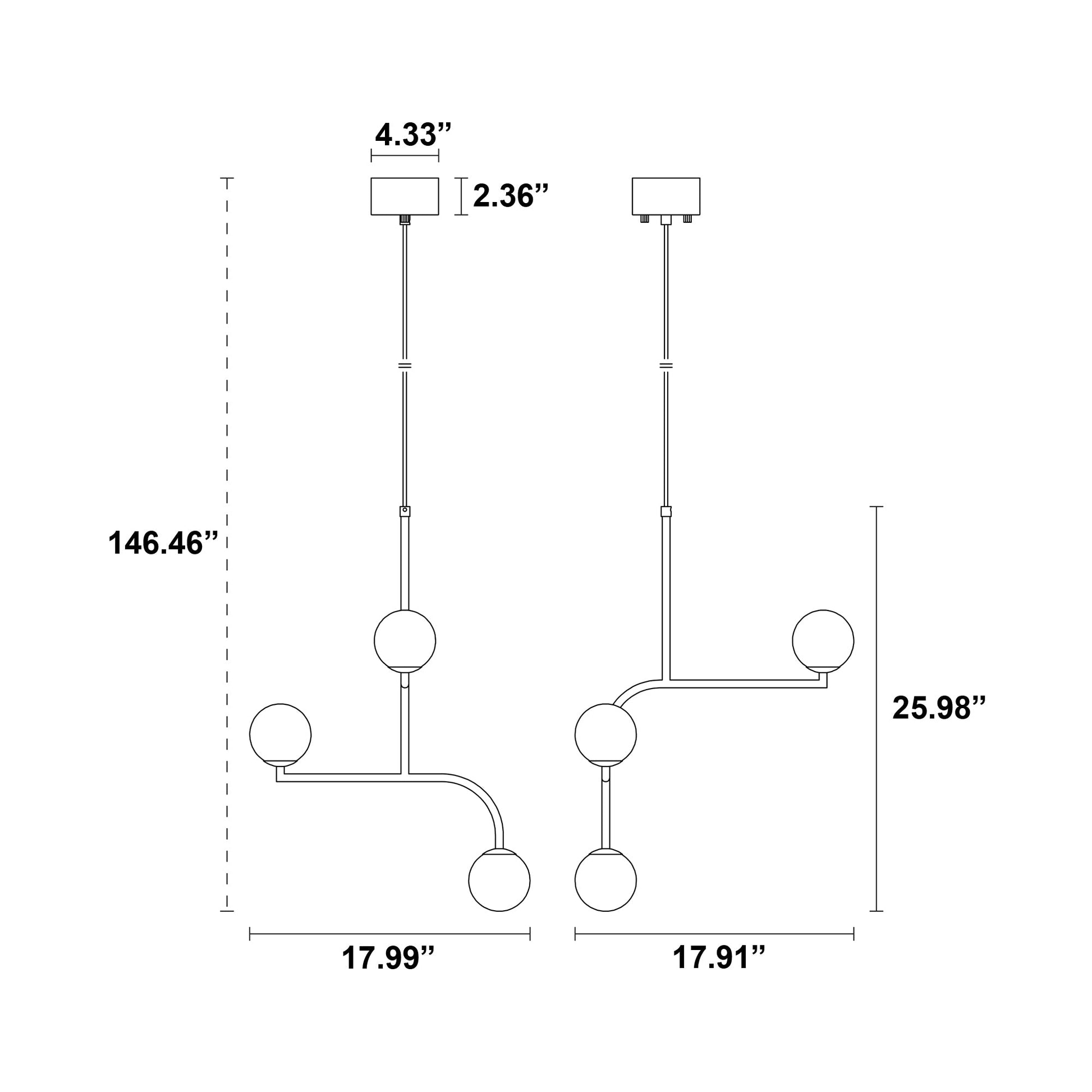 Mobil Pendant Light - line drawing.