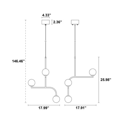Mobil Pendant Light - line drawing.
