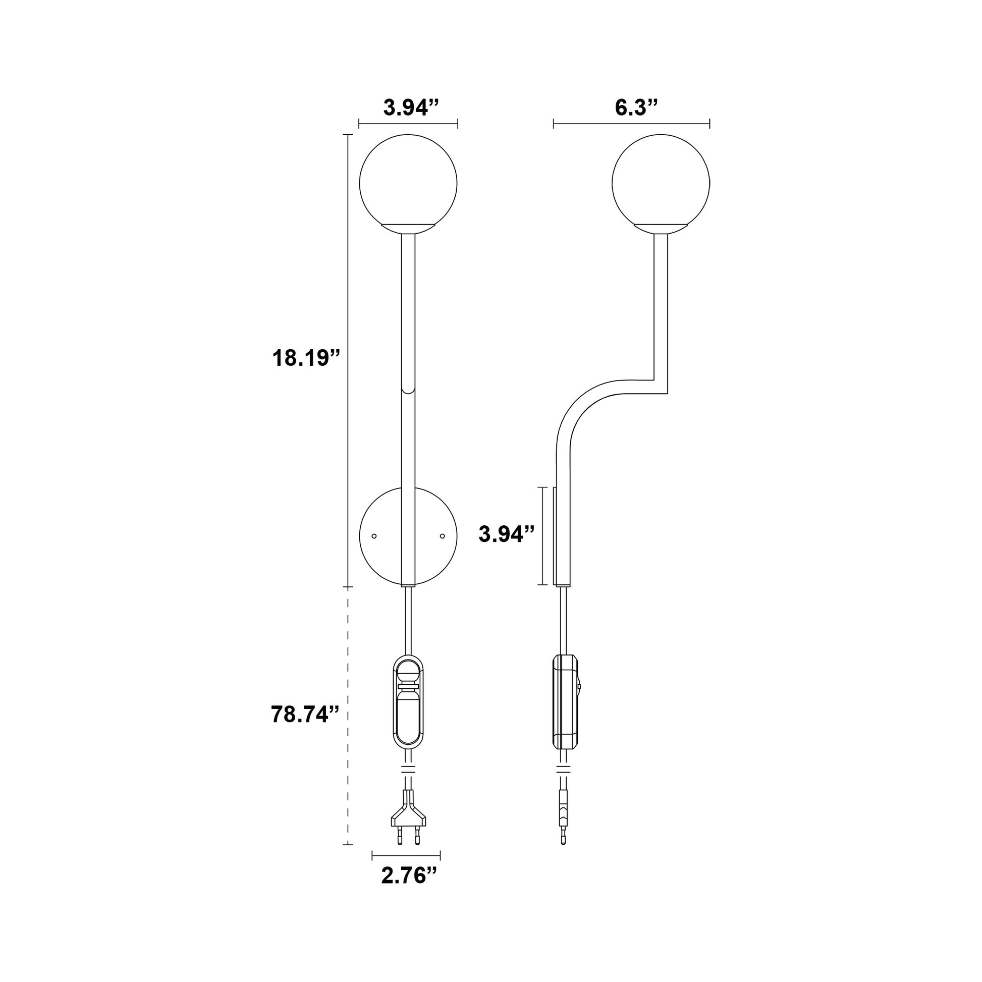 Mobil Wall Light - line drawing.