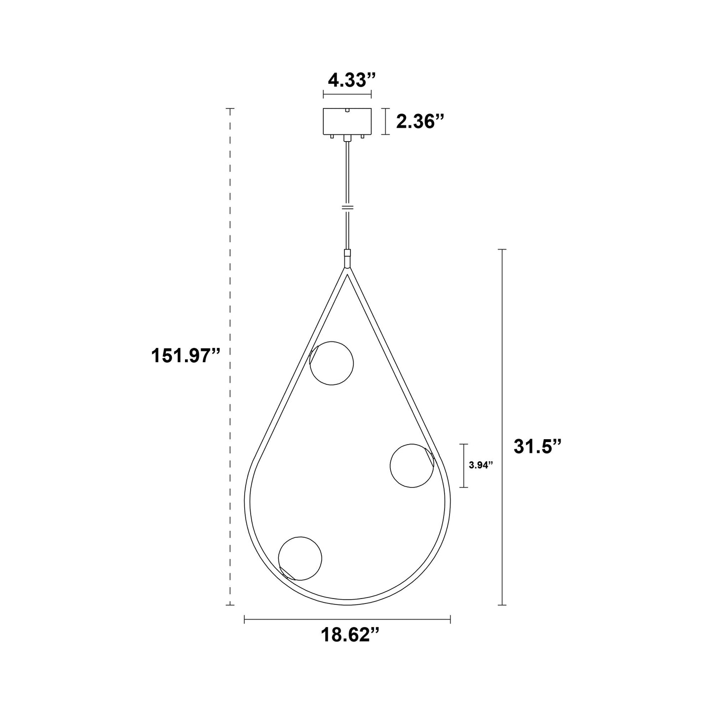 Pearls Pendant Light - line drawing.